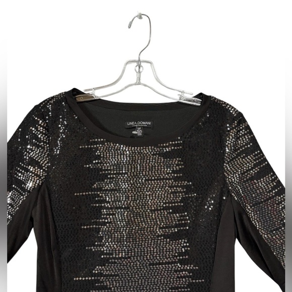 Linea Domani, Elegant Sequin Special Occasion Dress, Small, Black & Silver - Picture 6 of 9